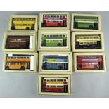 A collection of Corgi scale Die Cast model buses (10) all in their original boxes.