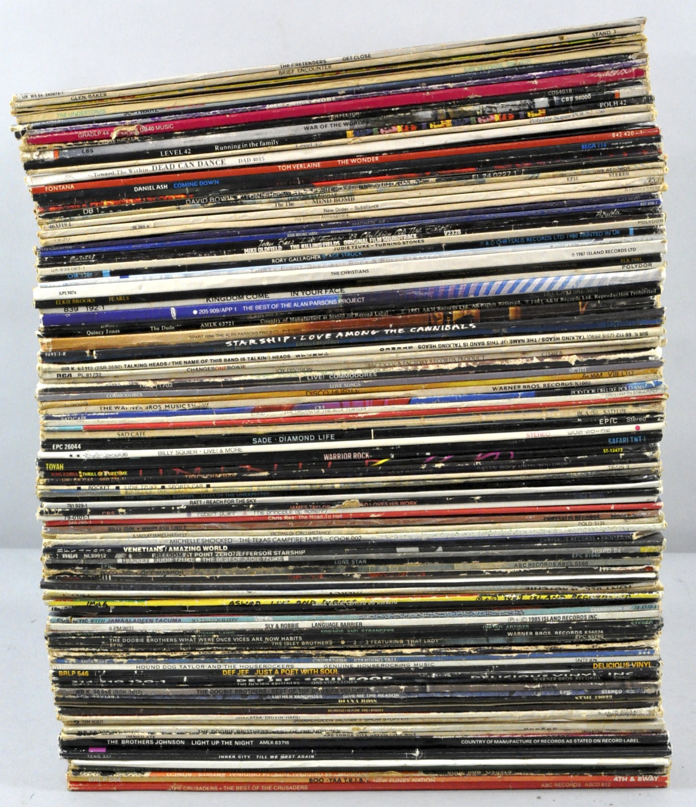 A collection of assorted vinyls, mostly rock, to include Slave, Prism,