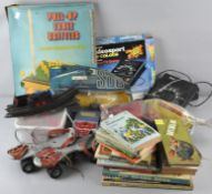 A collection of assorted toys, to include vintage Lego, roller skates,