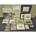 A quantity of Prints, all framed mostly landscapes, watercolour by M.J Gates,