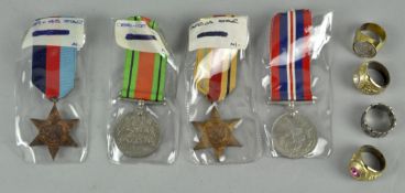 A World War II Defence medal, Africa Star, 1939-45 Star and 1939-45 Medal,