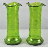 A pair of 19th century Art Nouveau green glass vases,