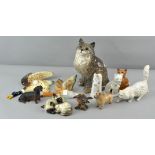 A collection of assorted animal figures including Beswick, Doulton and Beleek,