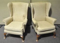 Two vintage Parker Knoll Queen Anne wing armchairs,