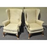 Two vintage Parker Knoll Queen Anne wing armchairs,
