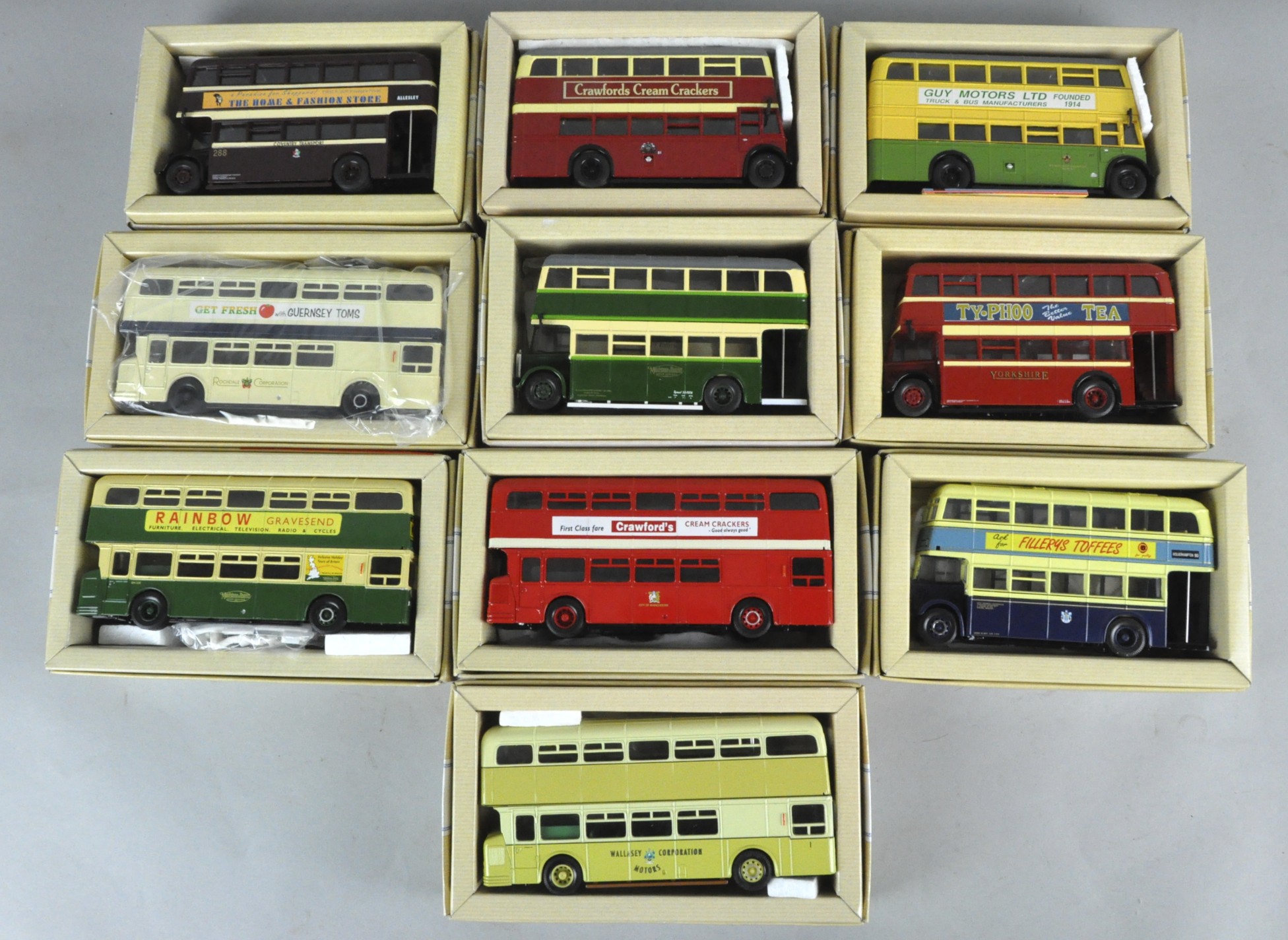 A collection of assorted Corgi scale Die Cast model buses (10) all in their original boxes.