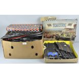 A collection of boxed Scalextric slot car racing to include; three boxed cars, set 30,
