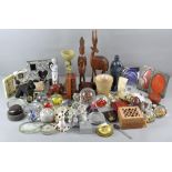 A collection of assorted wares, to include an Alabaster Egyptian bust, paperweights,