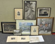 A collection of assorted pictures and prints to include some framed examples.