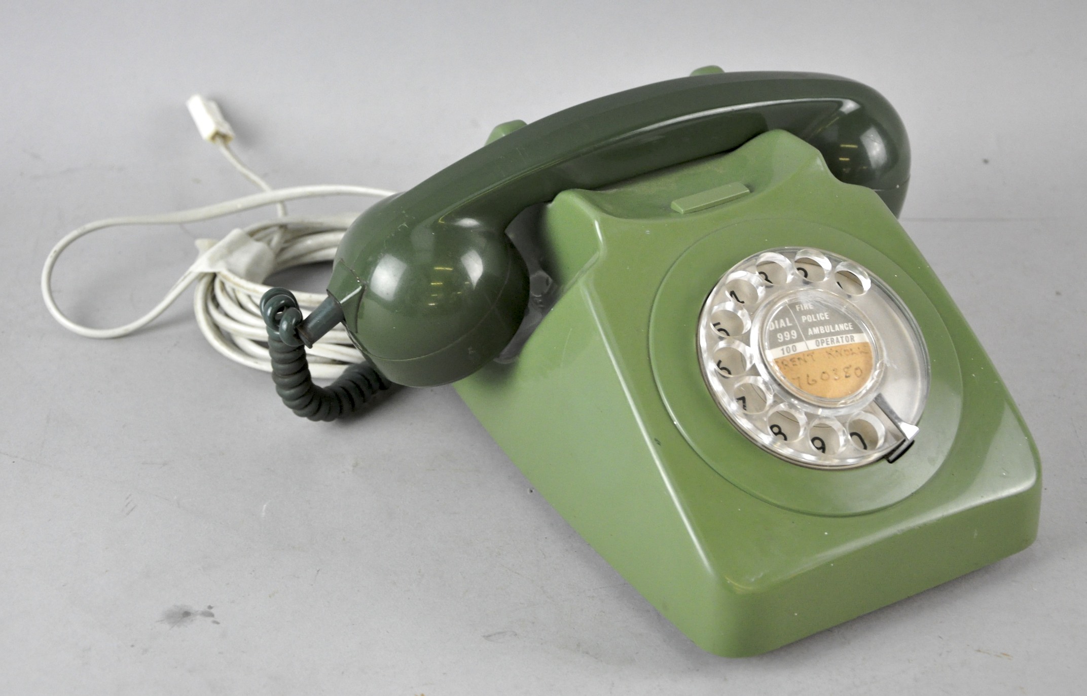 A GPO two tone green 746 rotary telephone