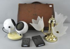 Two ceiling lights to including a contemporary brass ceiling light and a BFS eye ball light,