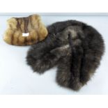 A fur muff and collar