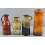 A collection of four 1960's retro vintage West German pottery vases, to include 523, 203,