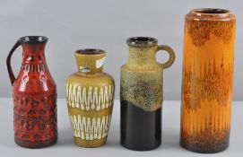 A collection of four 1960's retro vintage West German pottery vases, to include 523, 203,