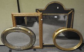 A collection of wall mirrors, to include two oak gilt finished,
