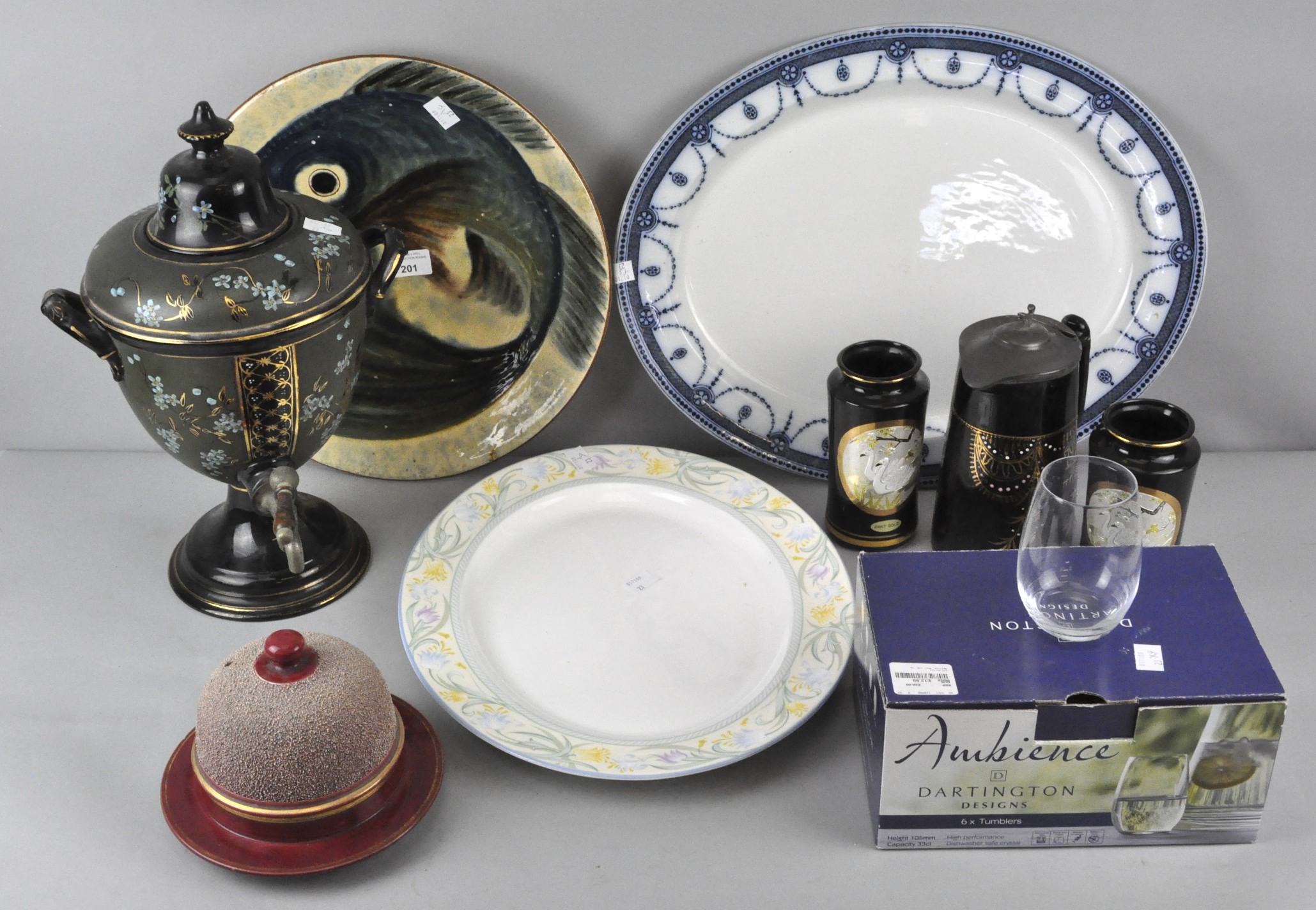 A collection of assorted ceramics including a Royal Worcester meat plate of oval form,