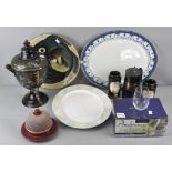 A collection of assorted ceramics including a Royal Worcester meat plate of oval form,