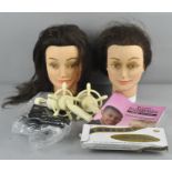 Stylist and hairdresser accessories to include mannequin practice heads and related items