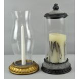 Two contemporary glass storm lanterns,