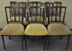 A set of six Regency style mahogany dining chairs with pierced vase splats,
