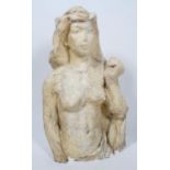 A life size plaster head and torso of a female nude,