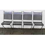 Four folding chairs with tile mosaic decoration