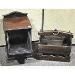 A mahogany purdonium, with panel front, 65cm high, with a wood log basket,