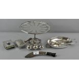 A collection of assorted silver plated items to include silver ink blotter