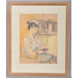 Attributed to Fritz Milward (1906-1982), Study of a Woman reading, colour chalk and crayon,