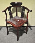 A modern Chinese hardwood corner chair,