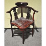 A modern Chinese hardwood corner chair,