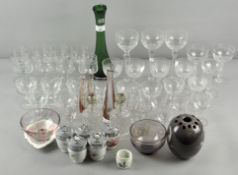 A collection of glassware including long stemmed drinking glasses