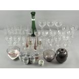 A collection of glassware including long stemmed drinking glasses