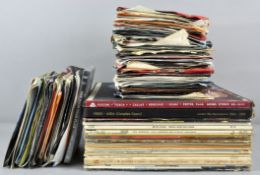 Assorted 45 rpm singles and a quantity of LP records