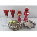 A collection of assorted glass, to include a studio glass pumpkin,