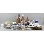 A mixed collection of assorted glass and ceramics to include three Portuguese Fonseca stoneware