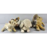 A collection of four vintage golden mohair teddies,