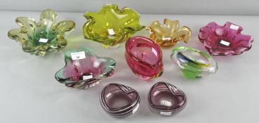 A collection of 1960's assorted dishes and bowls, mainly Czech glass,