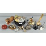 A collection of ceramic and other animals, to include ducks and a cow. Tallest; 18.5cm.