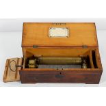 A Swiss music box, stamped BB, 13627, four airs 8" cylinder, in a yew wood case,