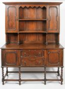 A Victorian stained oak dresser, late 19th century,