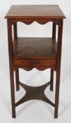 A George III mahogany wash stand, with a single drawer,