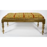 A gilt wood Georgian style window seat, late 19th century, of rectangular section,