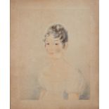 An early 19th century pencil and watercolour portrait of a young lady,