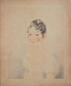 An early 19th century pencil and watercolour portrait of a young lady,