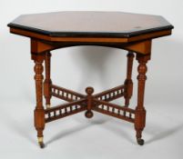 A Victorian aesthetic style octagonal mahogany and ebonised table,