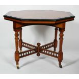 A Victorian aesthetic style octagonal mahogany and ebonised table,