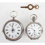 A small stamped silver 0.935 open face pocket watch