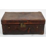 An Insall leather vintage travelling trunk, stamped 'INSALL/MAKER/BRISTOL',