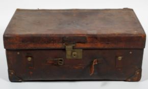 An Insall leather vintage travelling trunk, stamped 'INSALL/MAKER/BRISTOL',